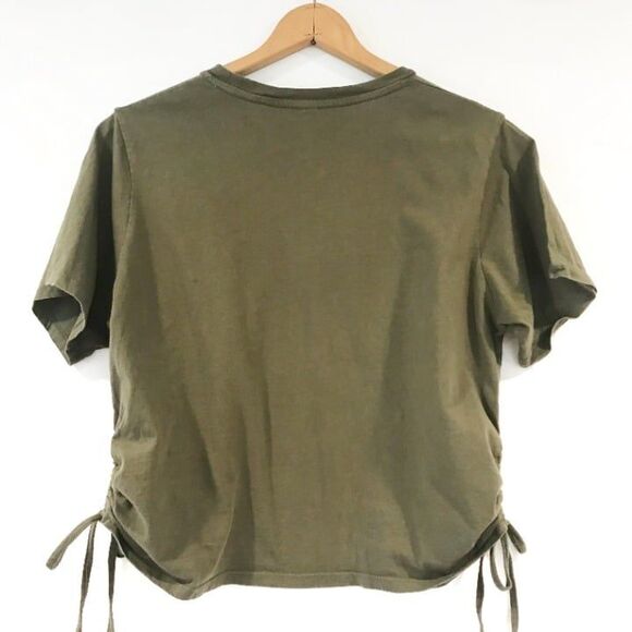 ASOS Green T-Shirt Side Ties Laces Short Sleeves Size 10 Crew Neck Cotton - Picture 5 of 9